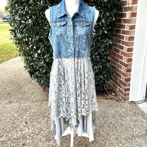 Lady’s Vest with Denim and Lace! Size Small